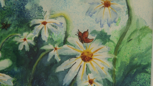 Painting of Flowers and Butterfly