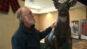 Bud Burger and Bronze Deer Statue