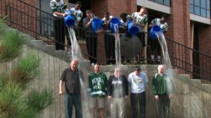 Former BSU President Richard Hanson and his staff accepted the ice bucket challenge in August 2014.