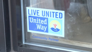 United Way Small Community Partner Sticker on Window