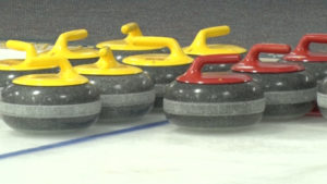 Curling Stones Lined Up