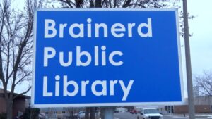 Brainerd Public Library Sign Winter 2 sqk