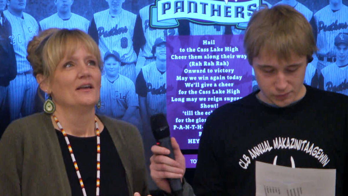 Golden Apple Cass LakeBena Students Coach Teachers to Recite Ojibwe