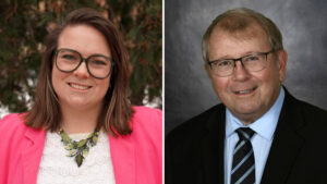 Newcomer Gwenia Fiskevold Gould (left) is running against current Ward 3 Councilor Ron Johnson for the seat.