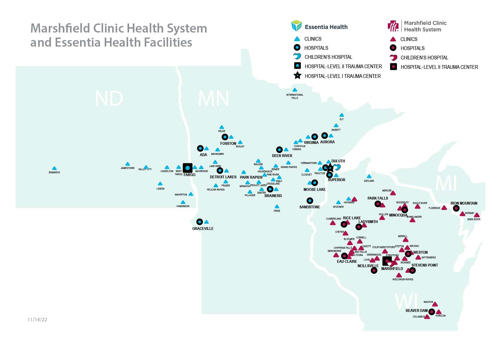 Essentia Marshfield Health Map