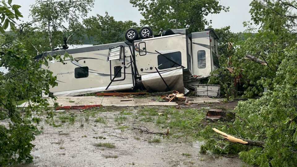 Crow Wing County Storms Camper Flipped