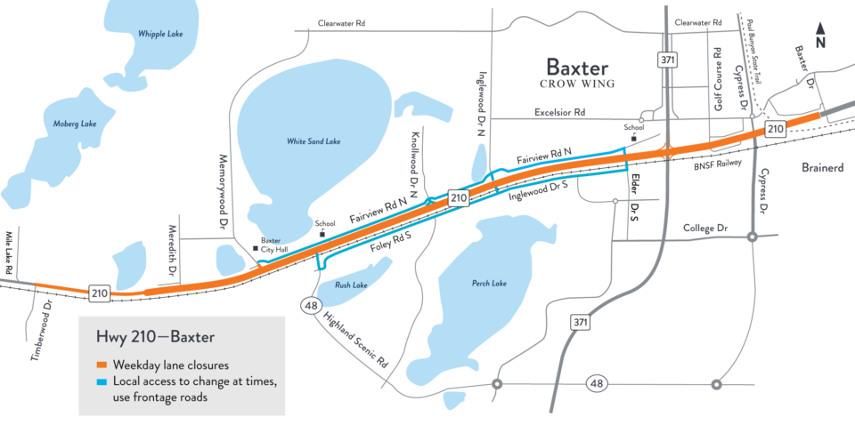 baxter hwy 210 construction map