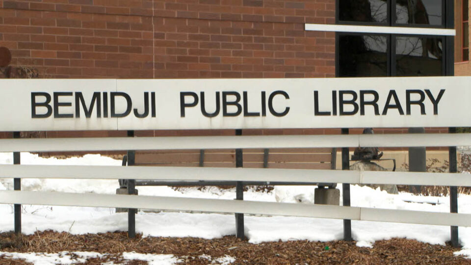 bemidji public library sign winter sqk