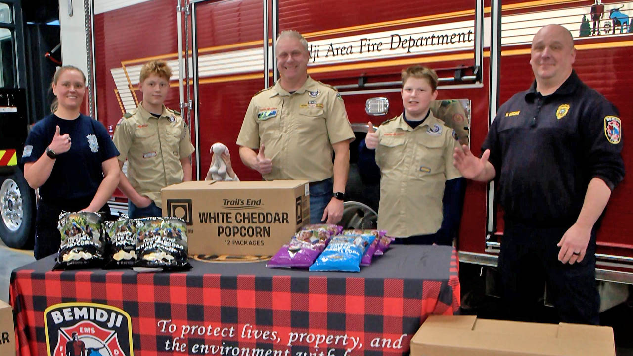 Local Scout Group Donates Popcorn to Bemidji Fire Department