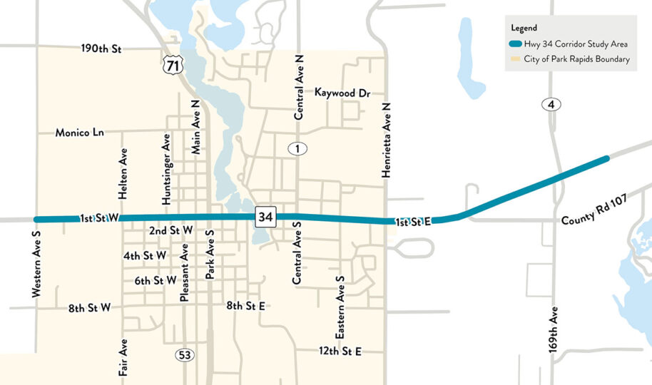 highway 34 corridor study park rapids map
