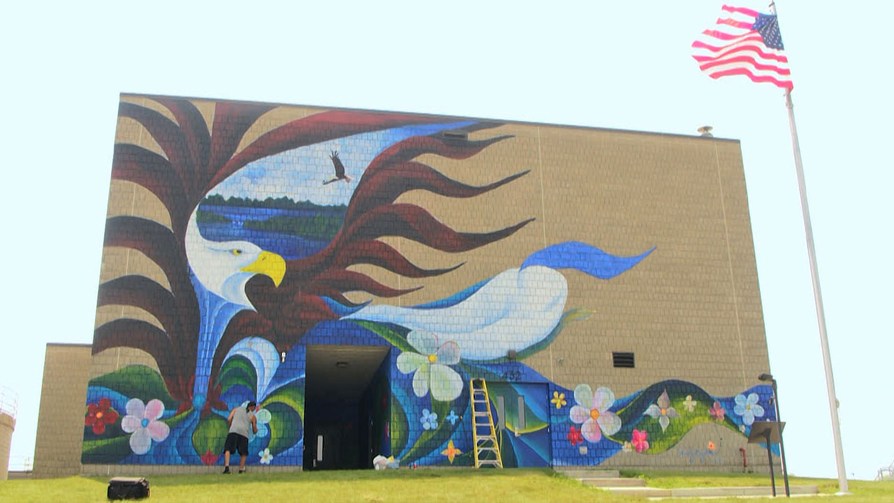 Red Lake Artist Restores His Mural at Bemidji Wastewater Treatment Plant