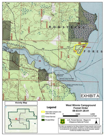 west winnie campground forest order bears map